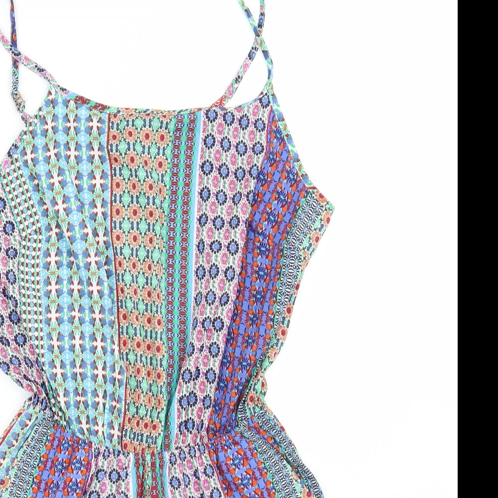 Primark Womens Green Floral  Playsuit One-Piece Size 14