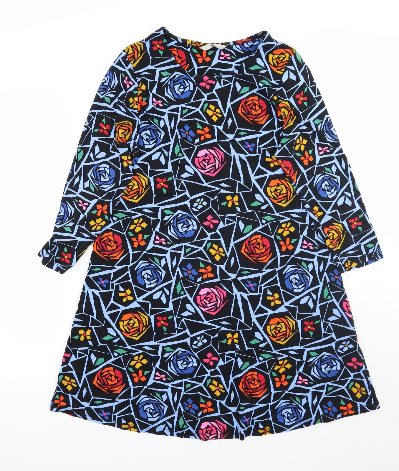 TU Womens Black Geometric  A-Line  Size 12