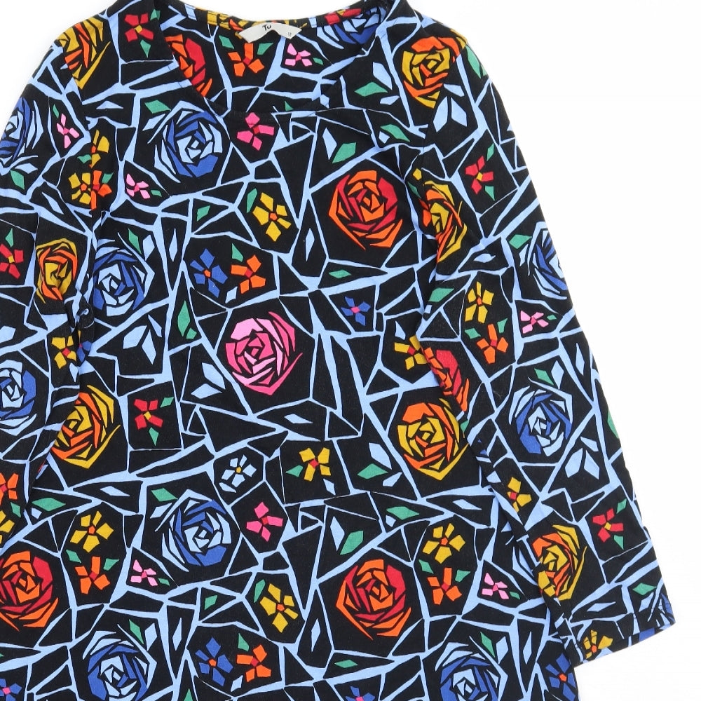 TU Womens Black Geometric  A-Line  Size 12