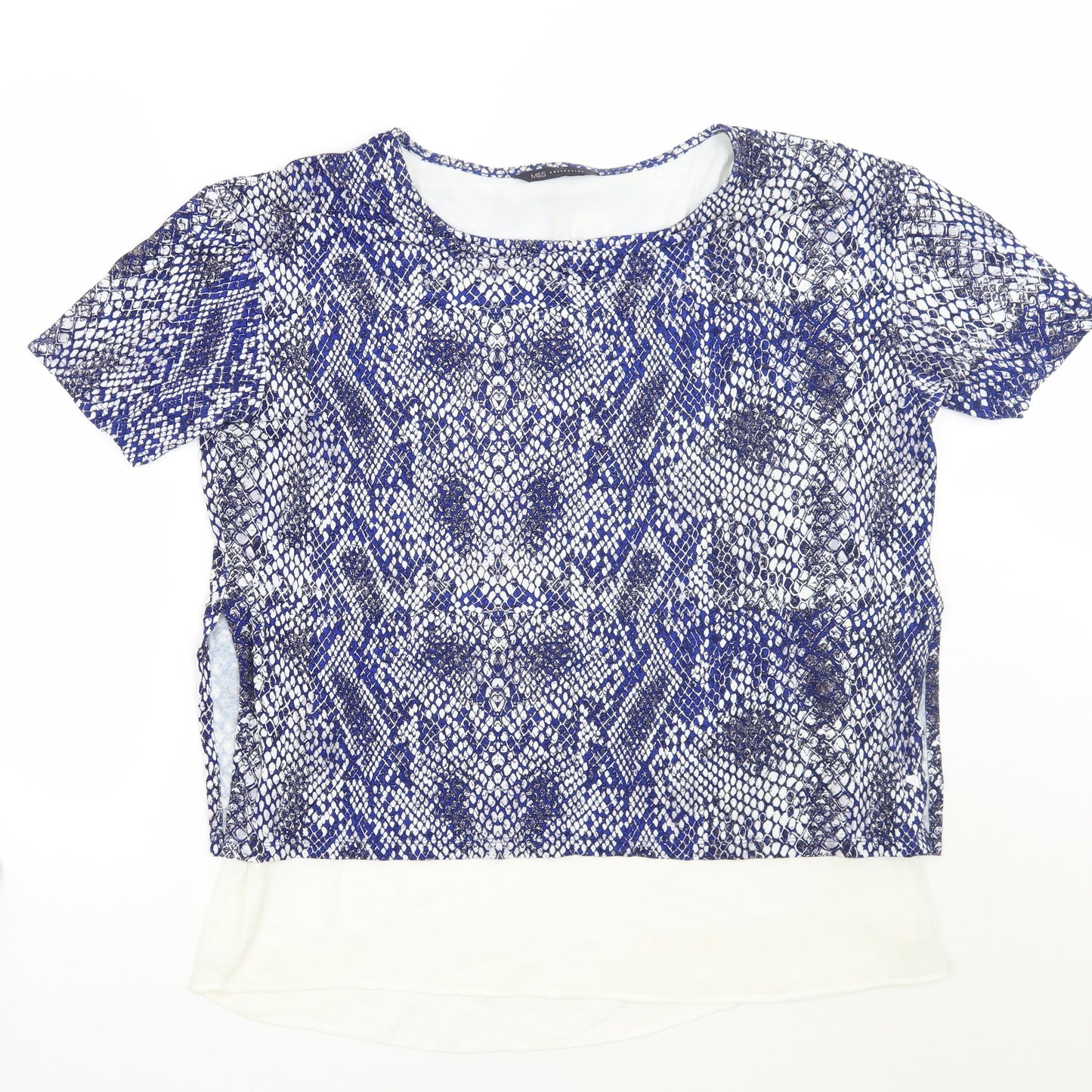 Marks and Spencer Womens Blue Animal Print  Basic T-Shirt Size 12