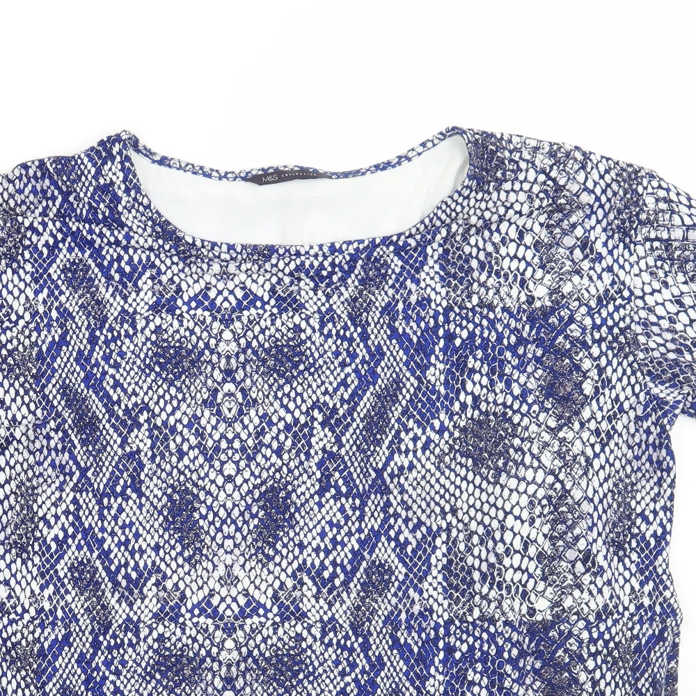 Marks and Spencer Womens Blue Animal Print  Basic T-Shirt Size 12