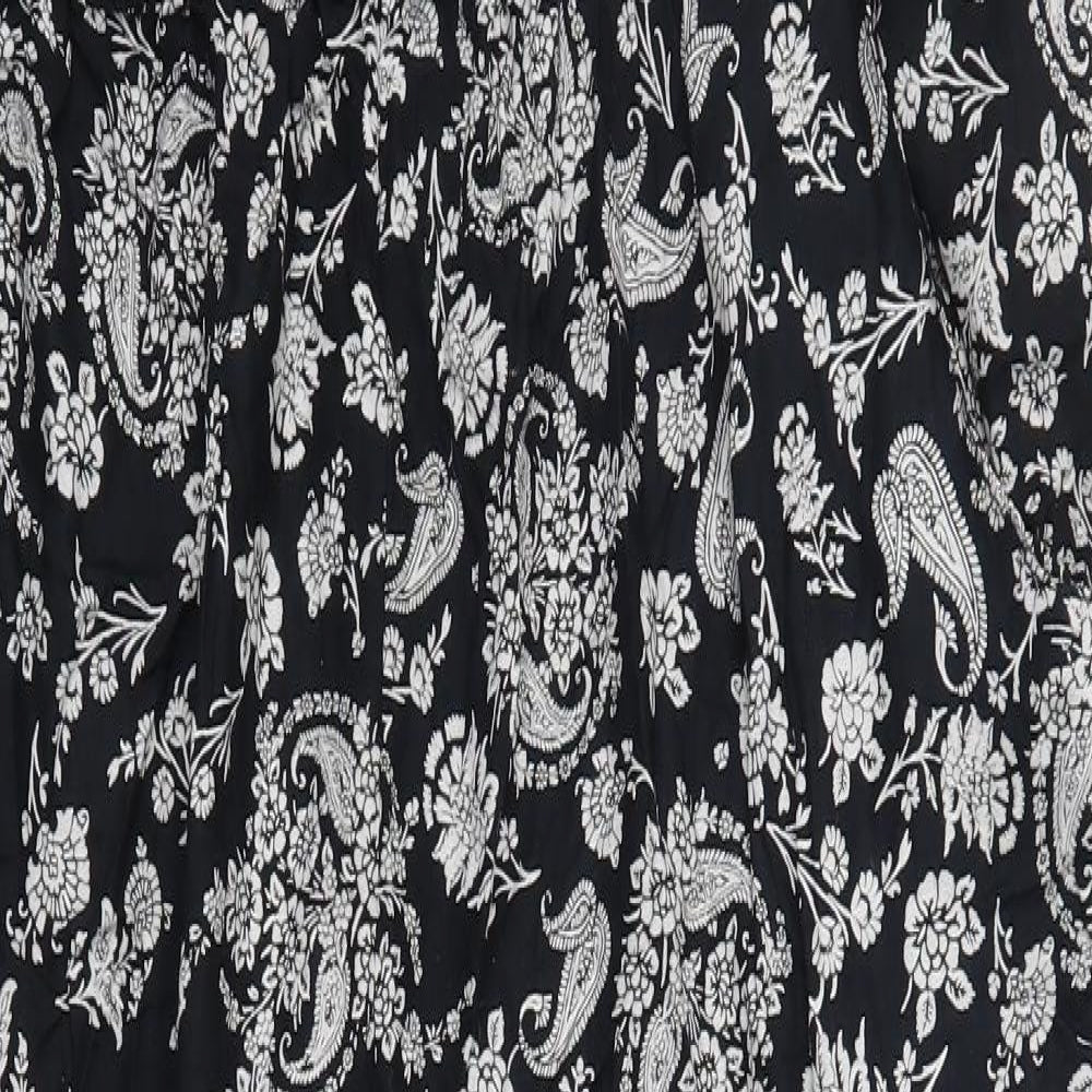 Peacocks Womens Black Floral  Playsuit One-Piece Size 16