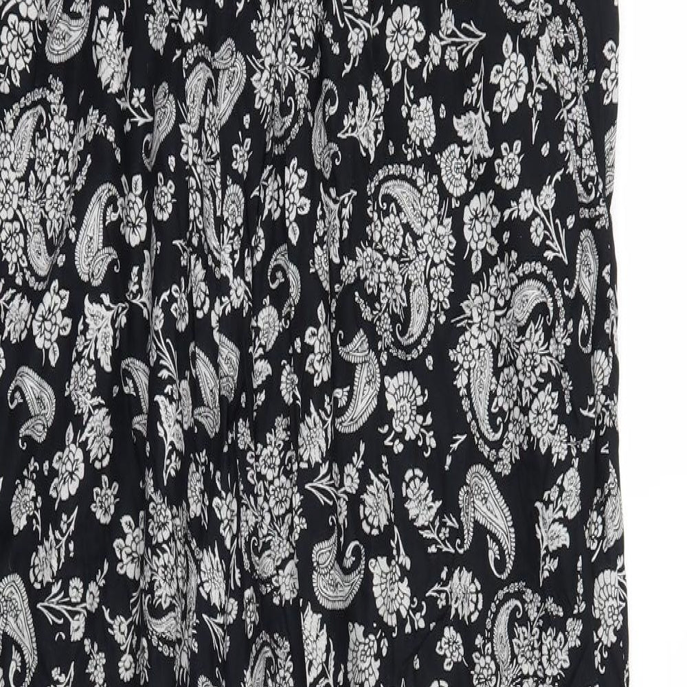 Peacocks Womens Black Floral  Playsuit One-Piece Size 16