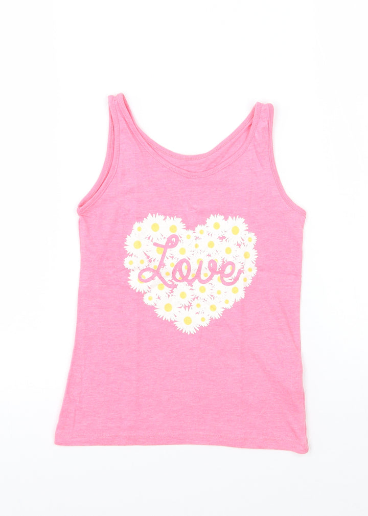 Young Dimension Girls Pink Floral Basic Tank Size 6-7 Years