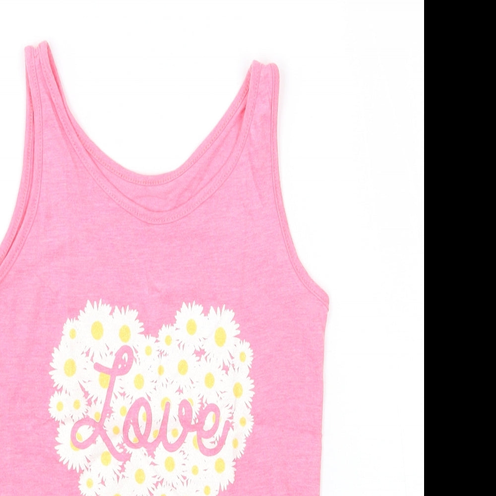 Young Dimension Girls Pink Floral  Basic Tank Size 6-7 Years