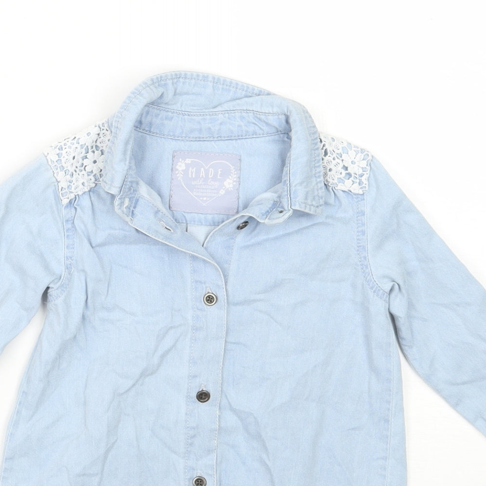 Primark Girls Blue   Basic Button-Up Size 12-18 Months