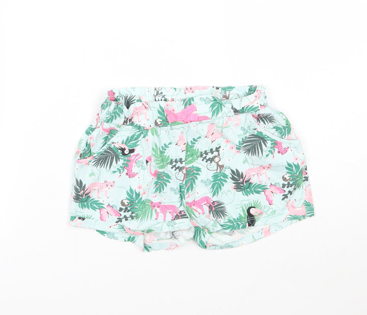 H&M Girls Green Floral Bermuda Shorts Size 5-6 Years