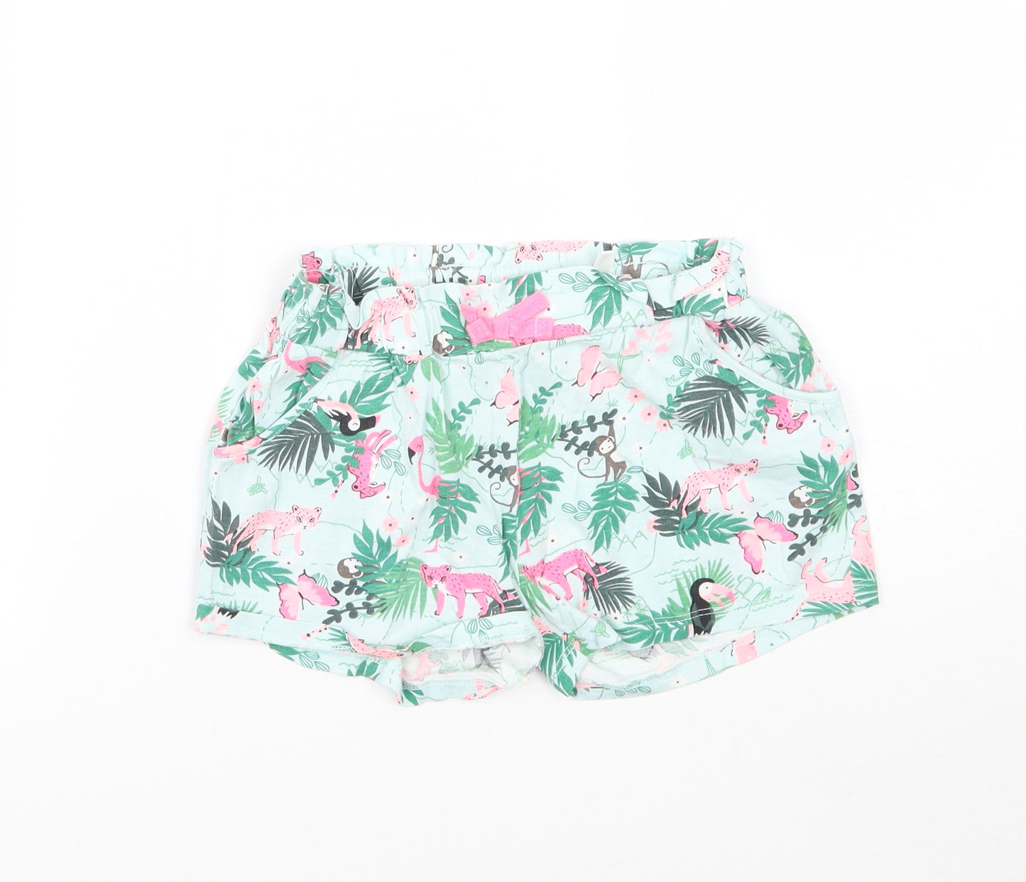 H&M Girls Green Floral  Bermuda Shorts Size 5-6 Years