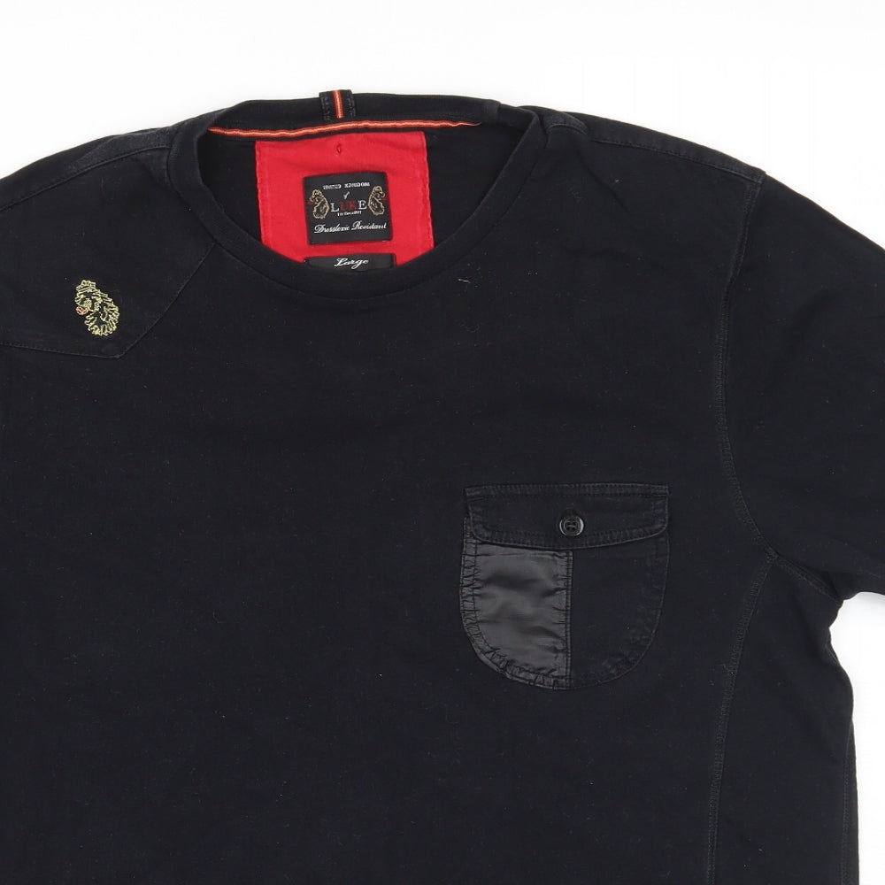 Luke Mens Black    T-Shirt Size L