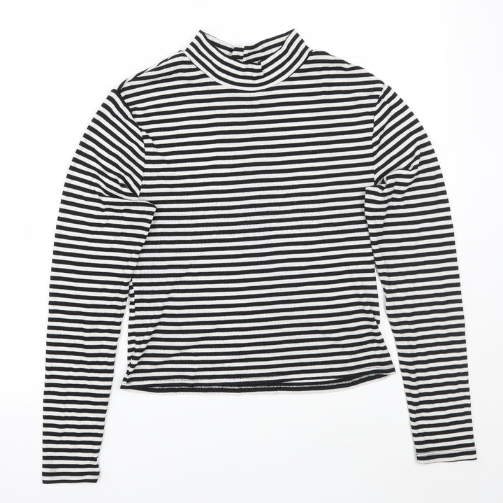 H&M Womens White Striped  Pullover Jumper Size L