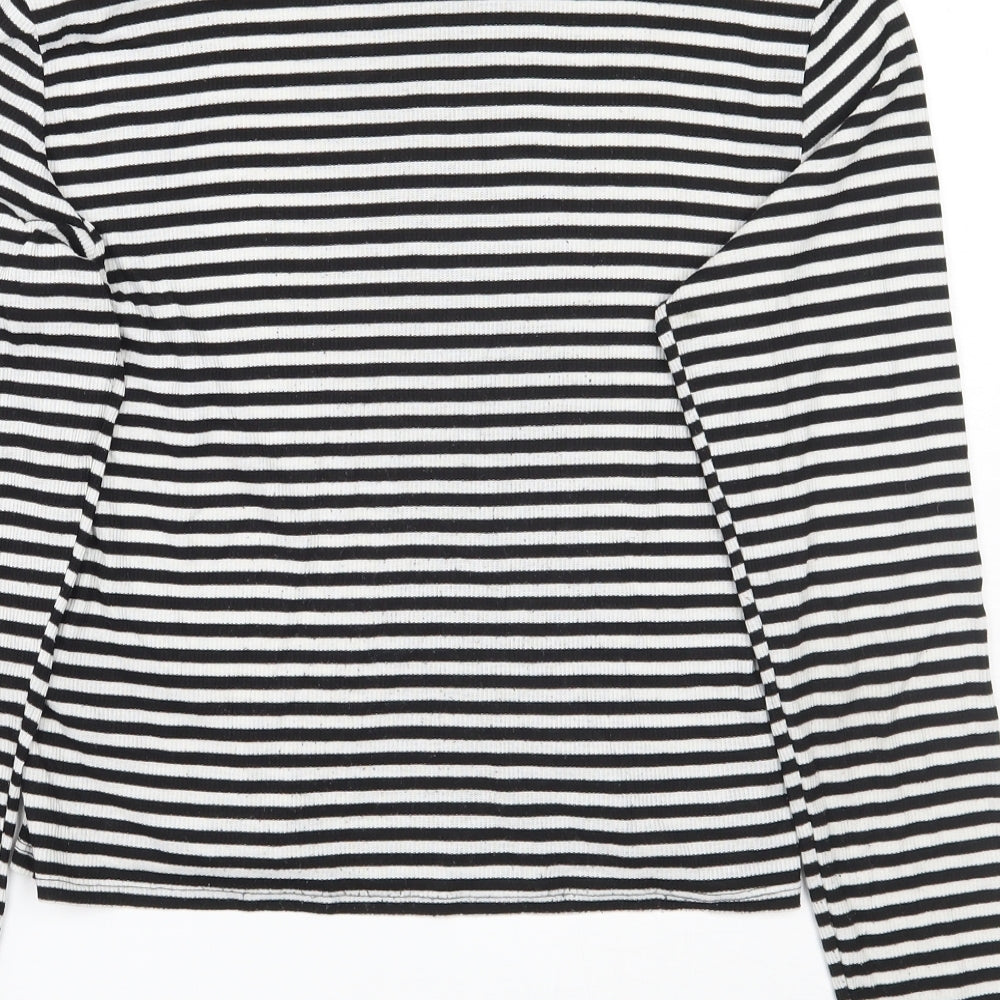 H&M Womens White Striped  Pullover Jumper Size L