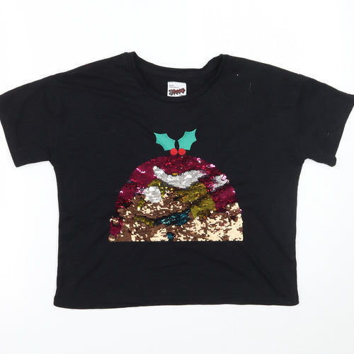 George Girls Black   Basic T-Shirt Size 12 Years