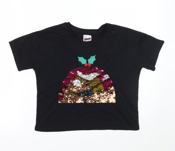 George Girls Black Basic T-Shirt Size 12 Years