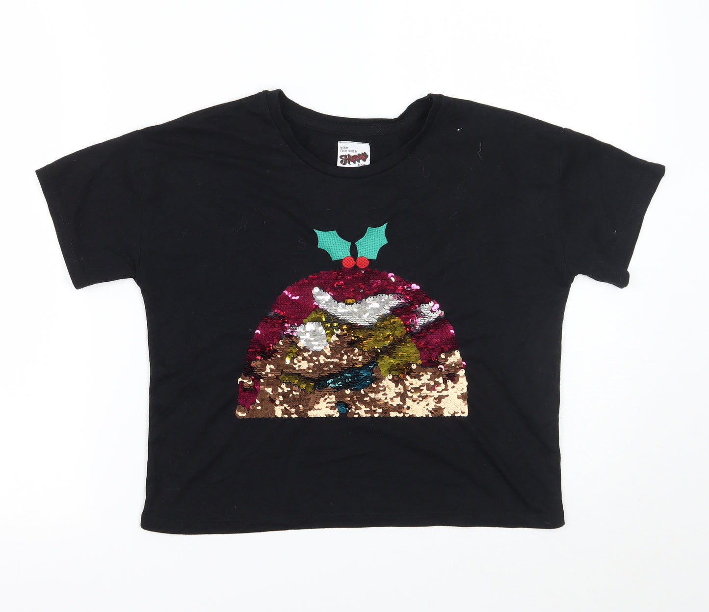 George Girls Black   Basic T-Shirt Size 12 Years
