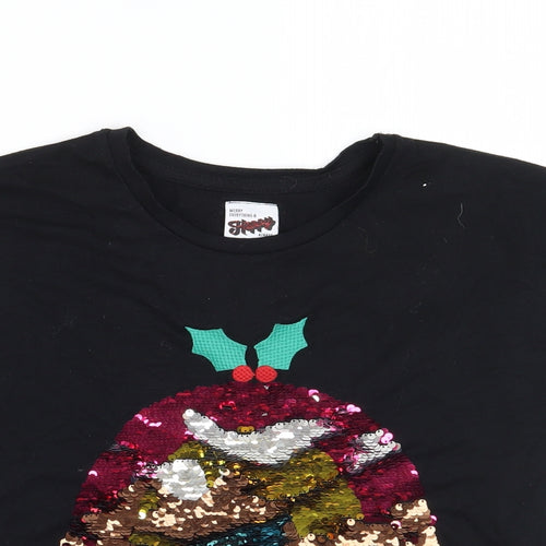 George Girls Black   Basic T-Shirt Size 12 Years