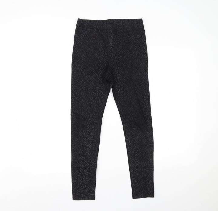 NEXT Girls Black Animal Print Denim Jegging Jeans Size 12 Years