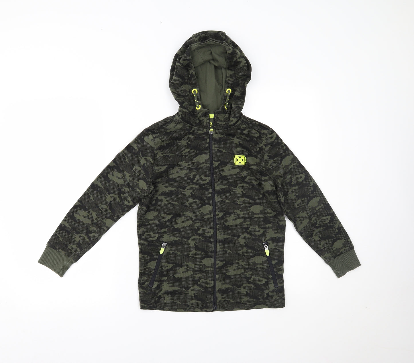 F&F Girls Green Camouflage  Cardigan Hoodie Size 8-9 Years
