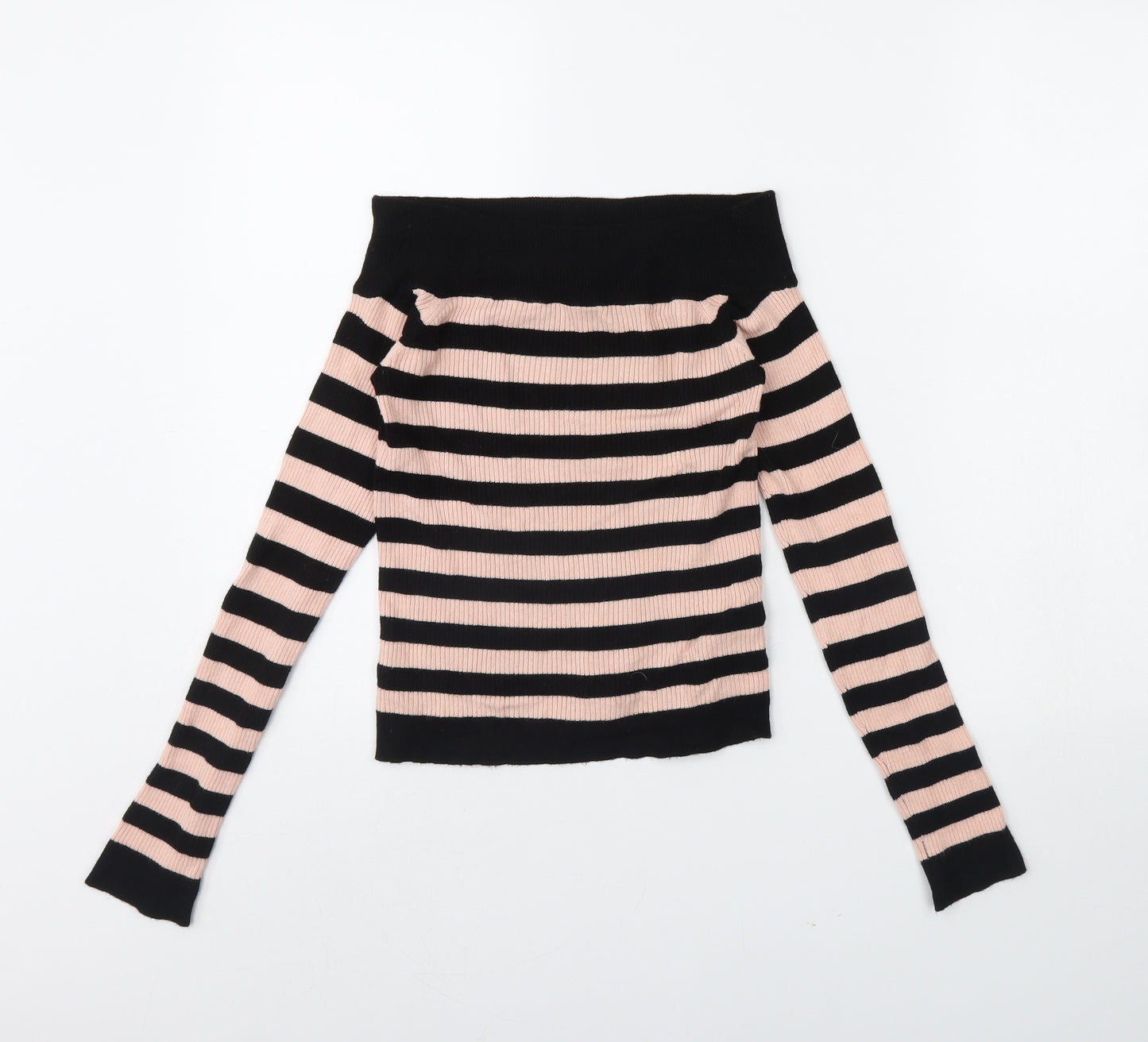 Miss Selfridge Womens Pink Striped  Pullover Jumper Size 12