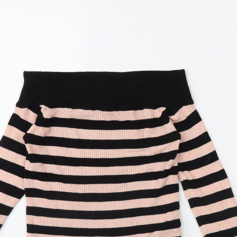 Miss Selfridge Womens Pink Striped  Pullover Jumper Size 12