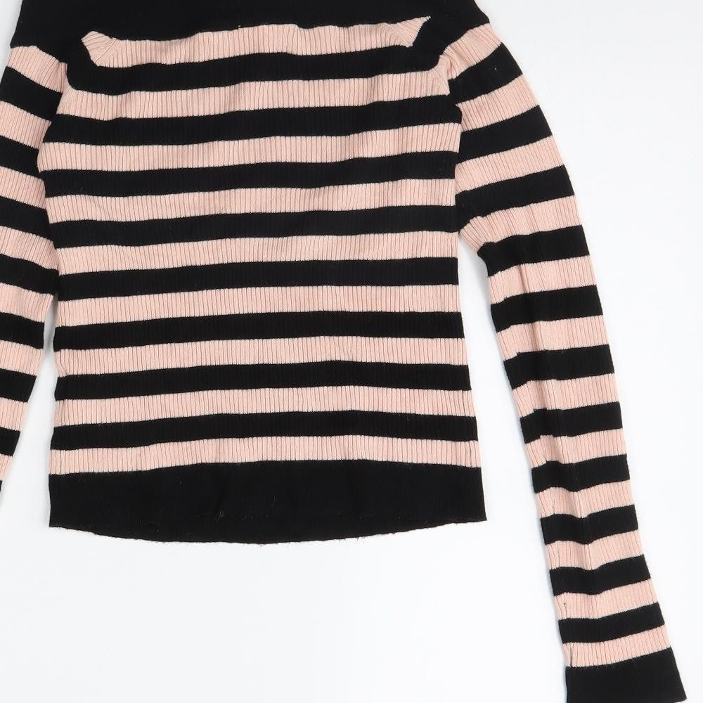 Miss Selfridge Womens Pink Striped  Pullover Jumper Size 12