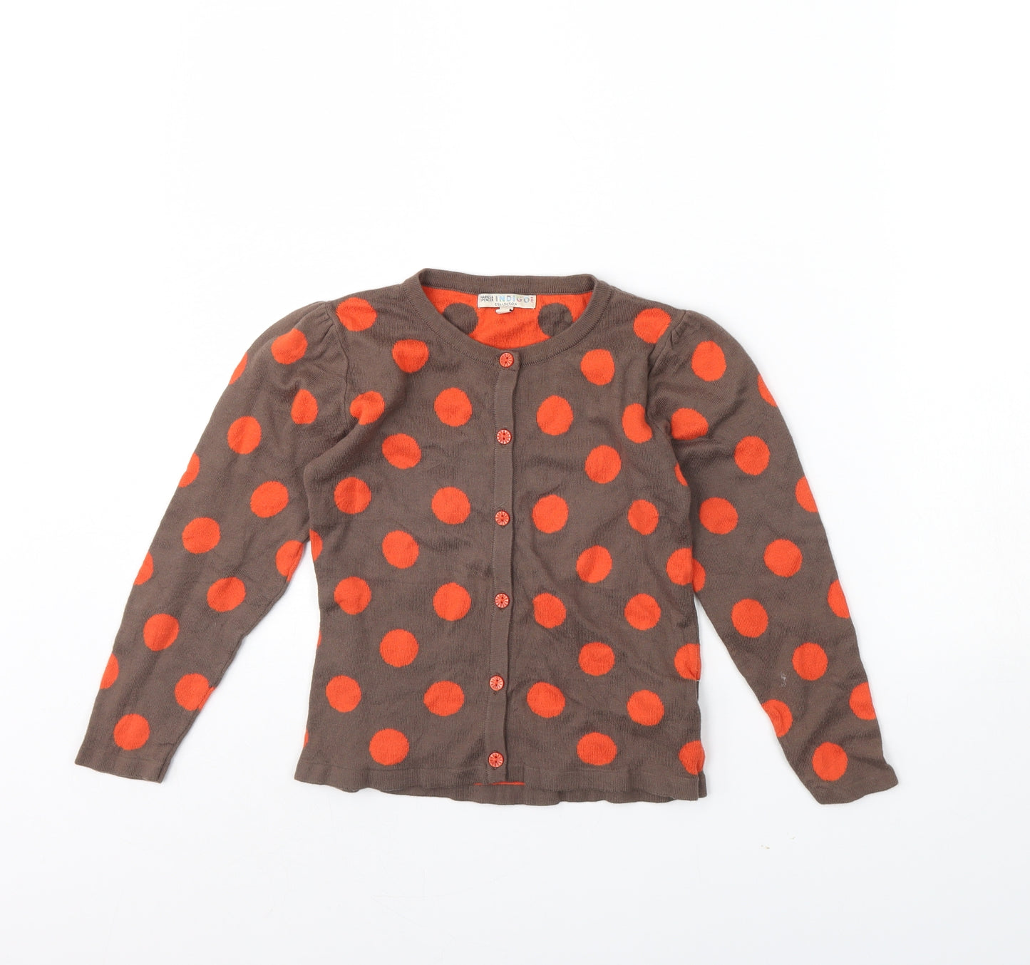 m&s Girls Brown Polka Dot  Cardigan Jumper Size 5 Years