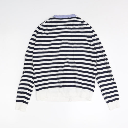 m&s Womens White Striped  Cape Jumper Size 14