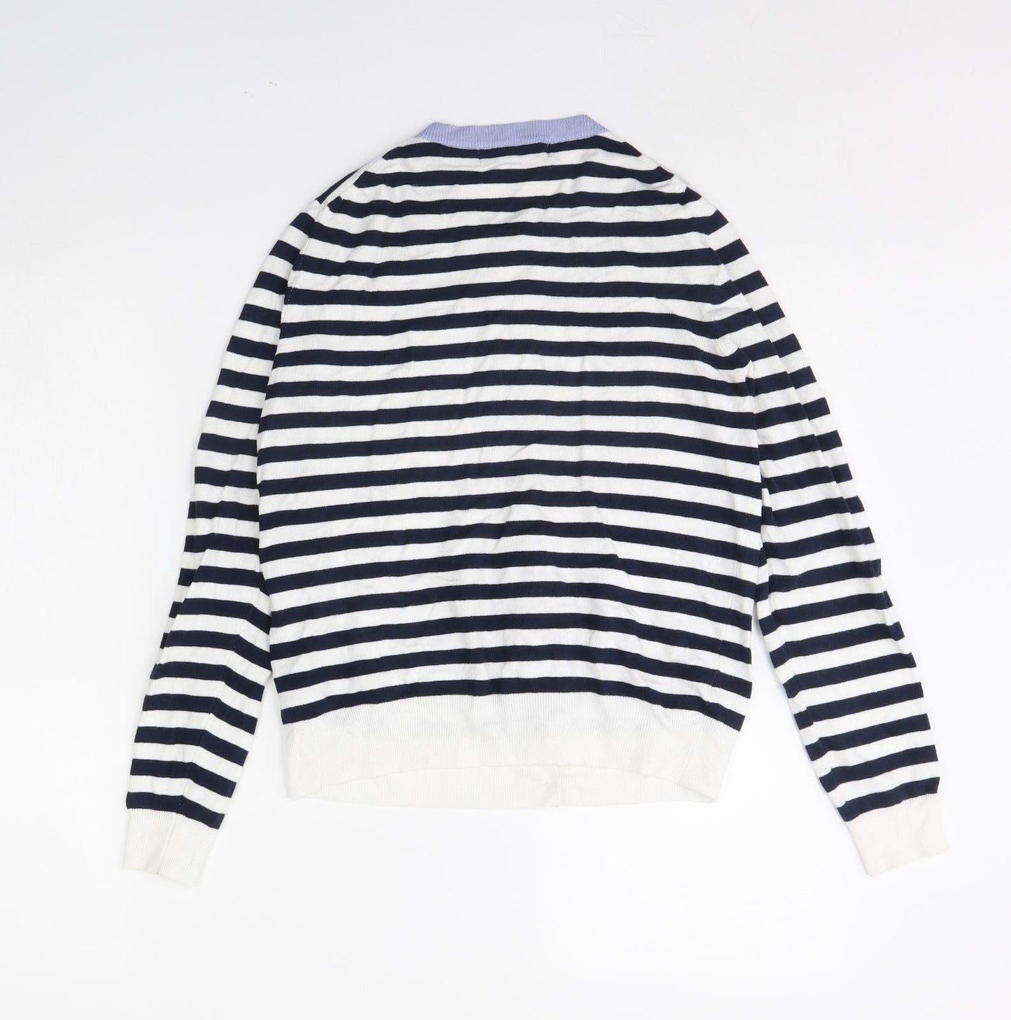 m&s Womens White Striped  Cape Jumper Size 14