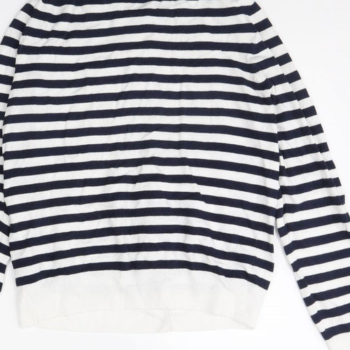 m&s Womens White Striped  Cape Jumper Size 14