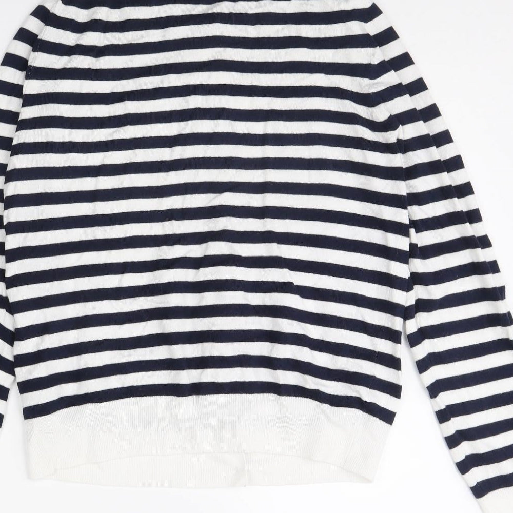 m&s Womens White Striped  Cape Jumper Size 14