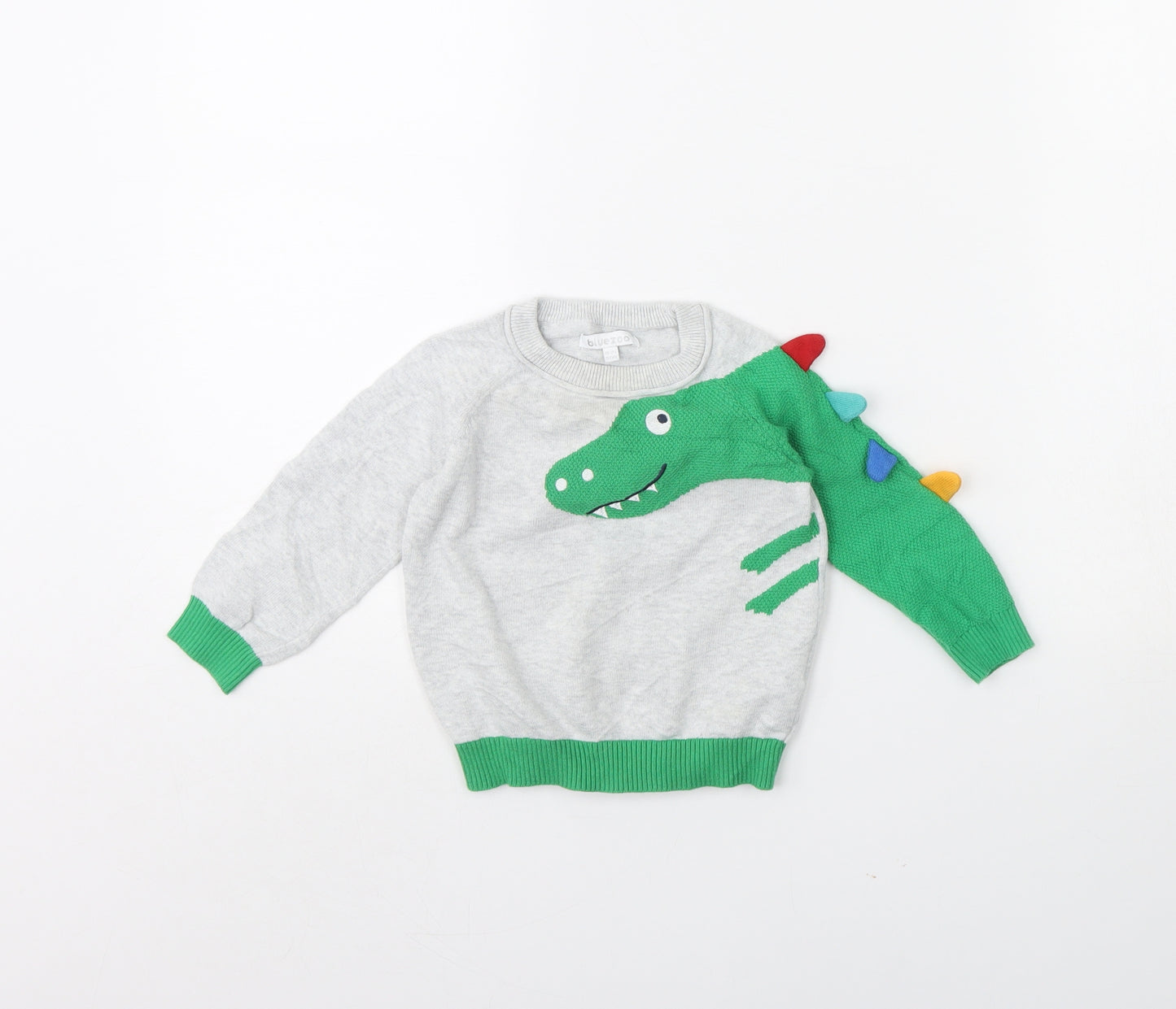Blue Zoo Baby Grey   Pullover Jumper Size 18-24 Months  - Dinosaur