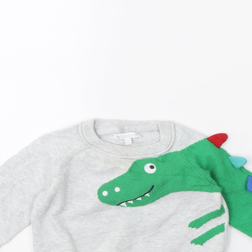 Blue Zoo Baby Grey   Pullover Jumper Size 18-24 Months  - Dinosaur