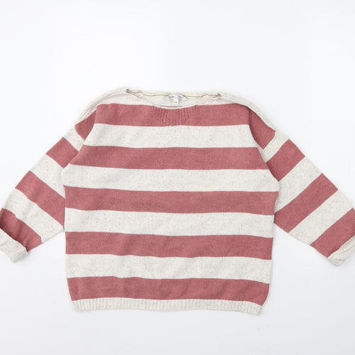 Fat Face Womens White Striped  Pullover Jumper Size 12