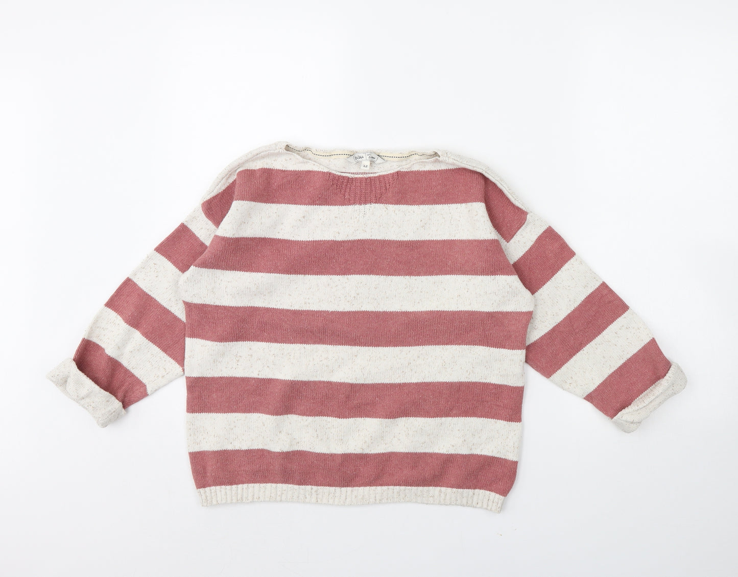 Fat Face Womens White Striped  Pullover Jumper Size 12
