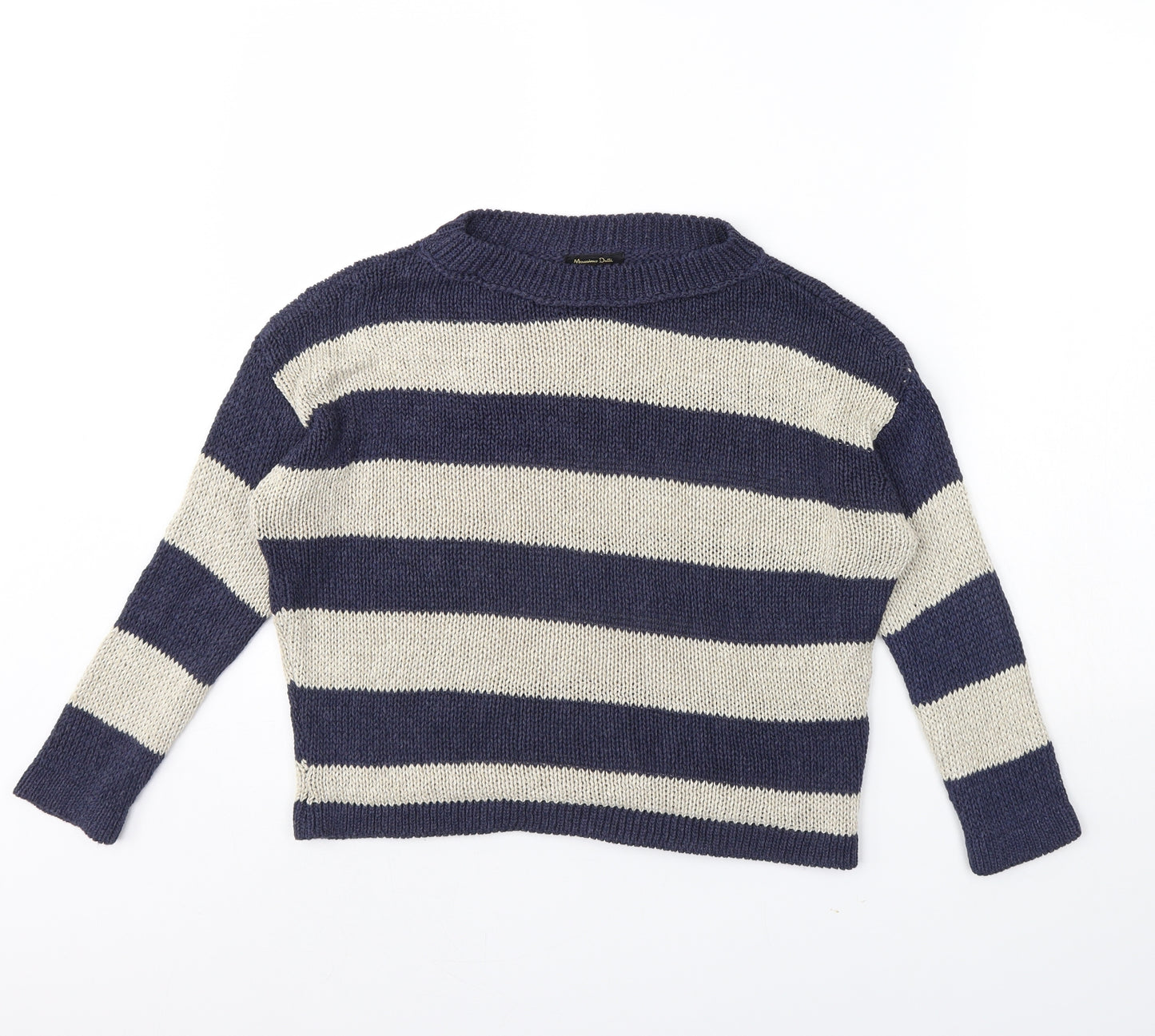 Massimo Dutti Womens Blue Striped  Pullover Jumper Size S