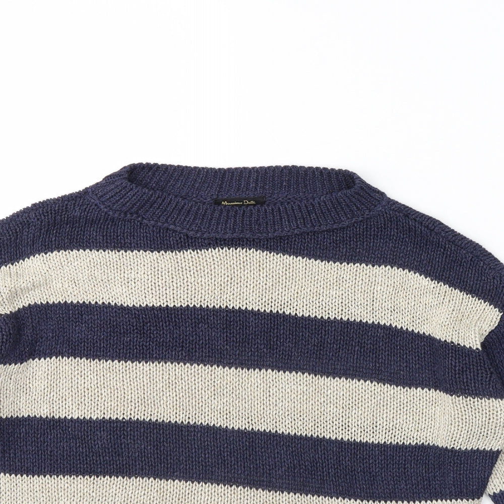 Massimo Dutti Womens Blue Striped  Pullover Jumper Size S