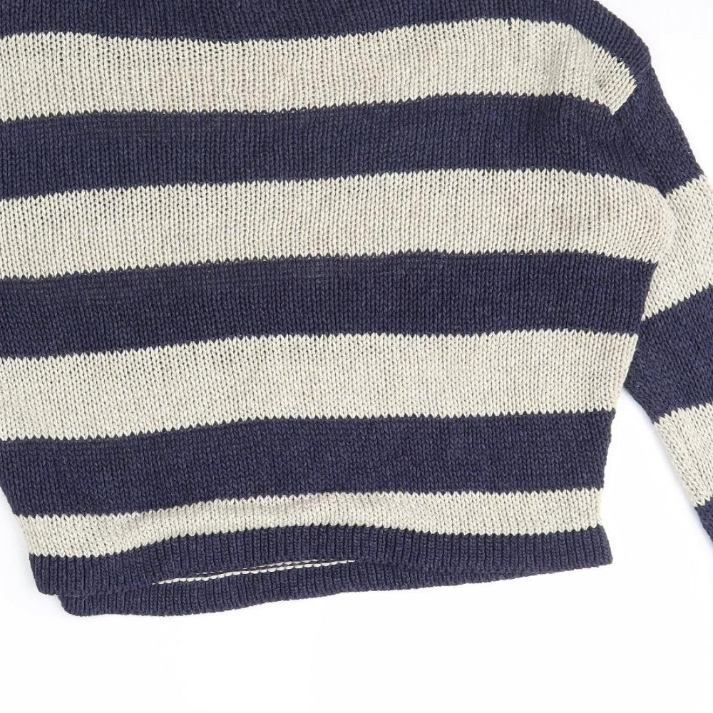Massimo Dutti Womens Blue Striped  Pullover Jumper Size S