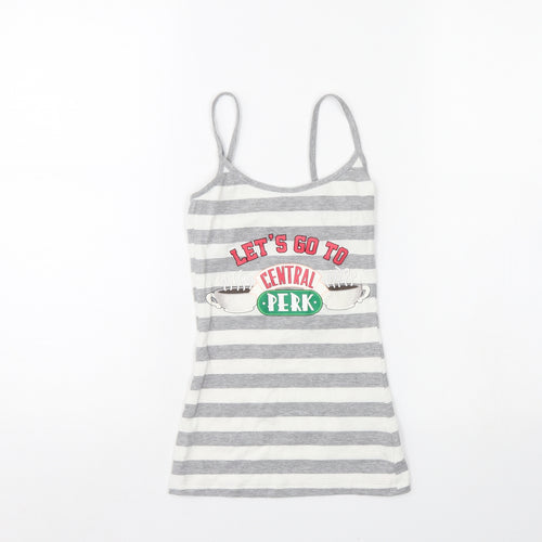 Friends Womens Grey Striped  Basic Tank Size XS  - FRIENDS. Loungewear