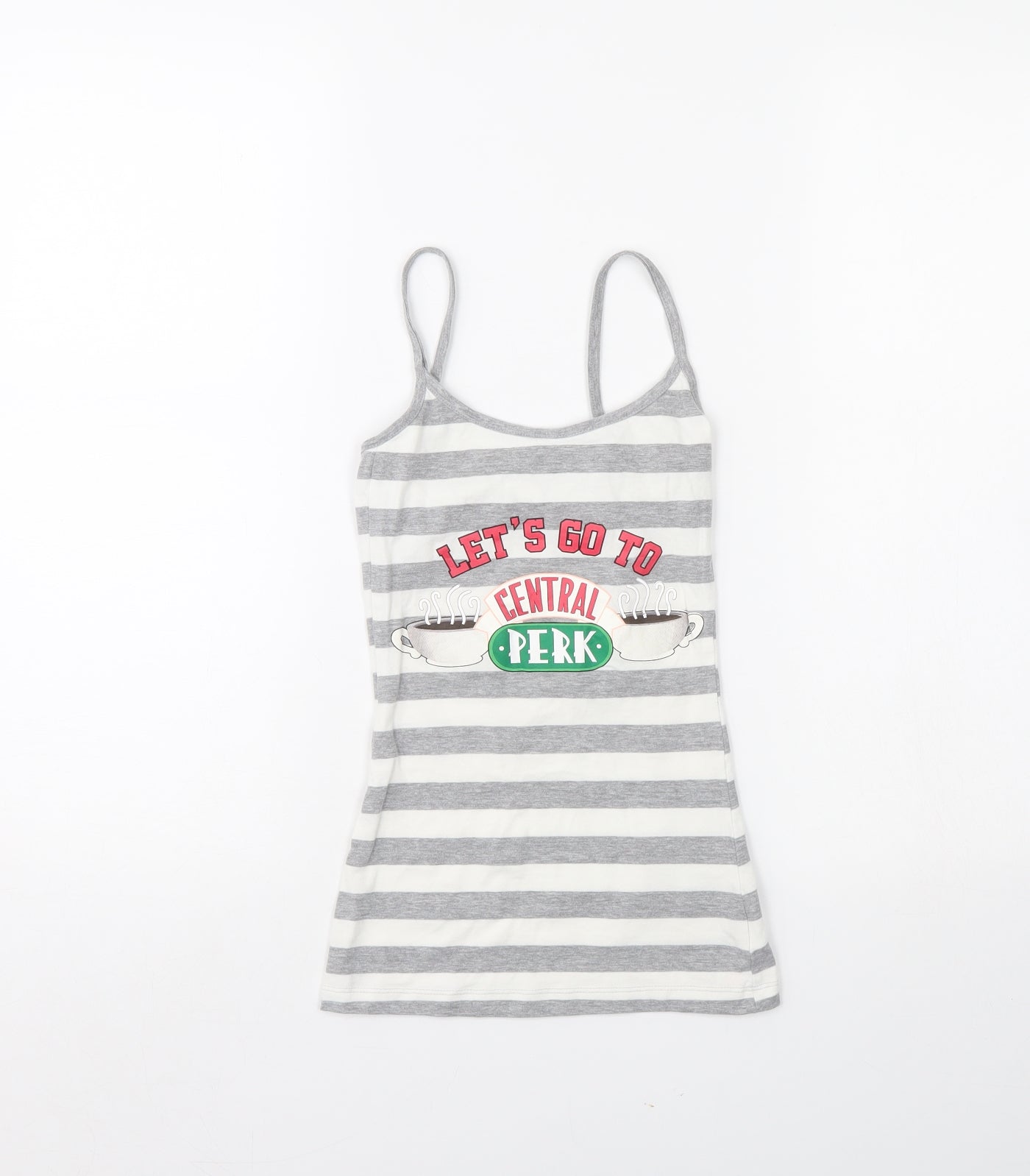 Friends Womens Grey Striped  Basic Tank Size XS  - FRIENDS. Loungewear