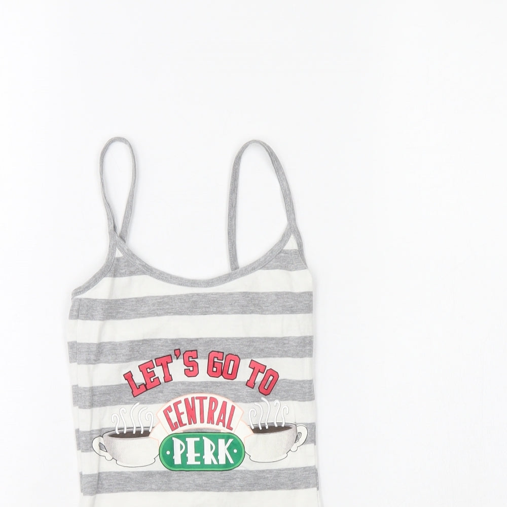 Friends Womens Grey Striped  Basic Tank Size XS  - FRIENDS. Loungewear