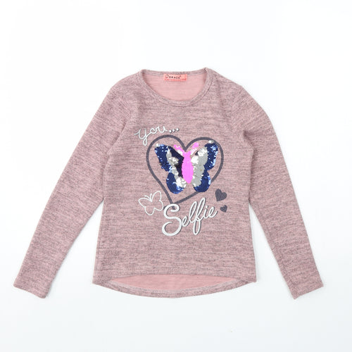 Grace Girls Pink   Basic T-Shirt Size 8 Years  - Butterfly