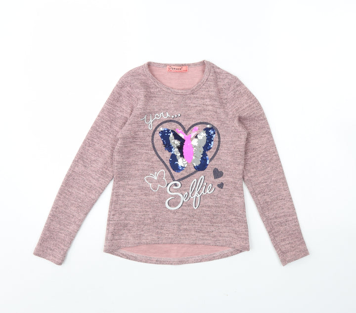 Grace Girls Pink Basic T-Shirt Size 8 Years - Butterfly