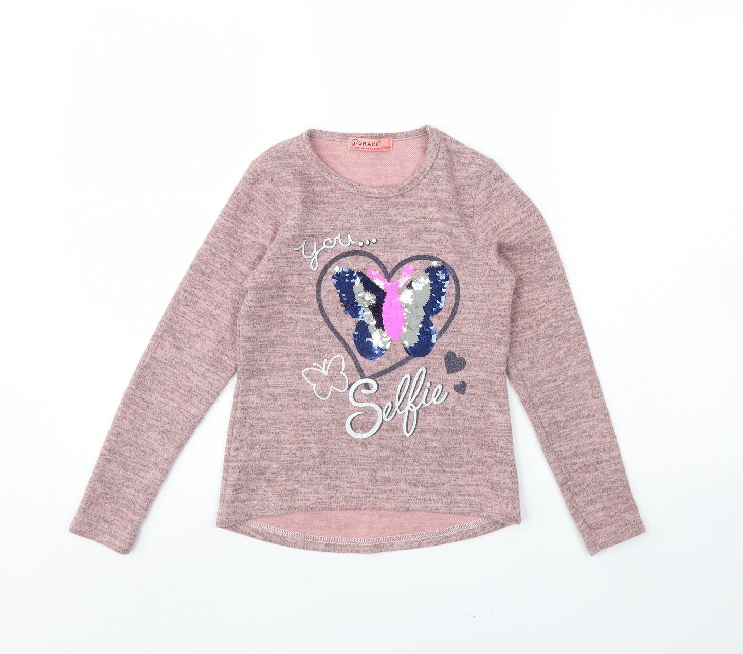 Grace Girls Pink   Basic T-Shirt Size 8 Years  - Butterfly