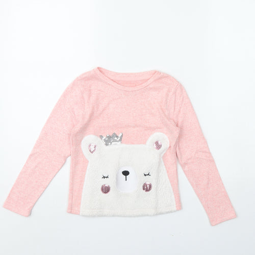 Primark Girls Pink   Pullover Jumper Size 7 Years  - Llama