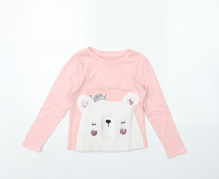 Primark Girls Pink Pullover Jumper Size 7 Years - Llama