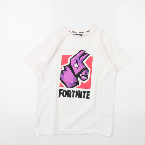 George Girls White   Basic T-Shirt Size 8 Years  - Fortnite