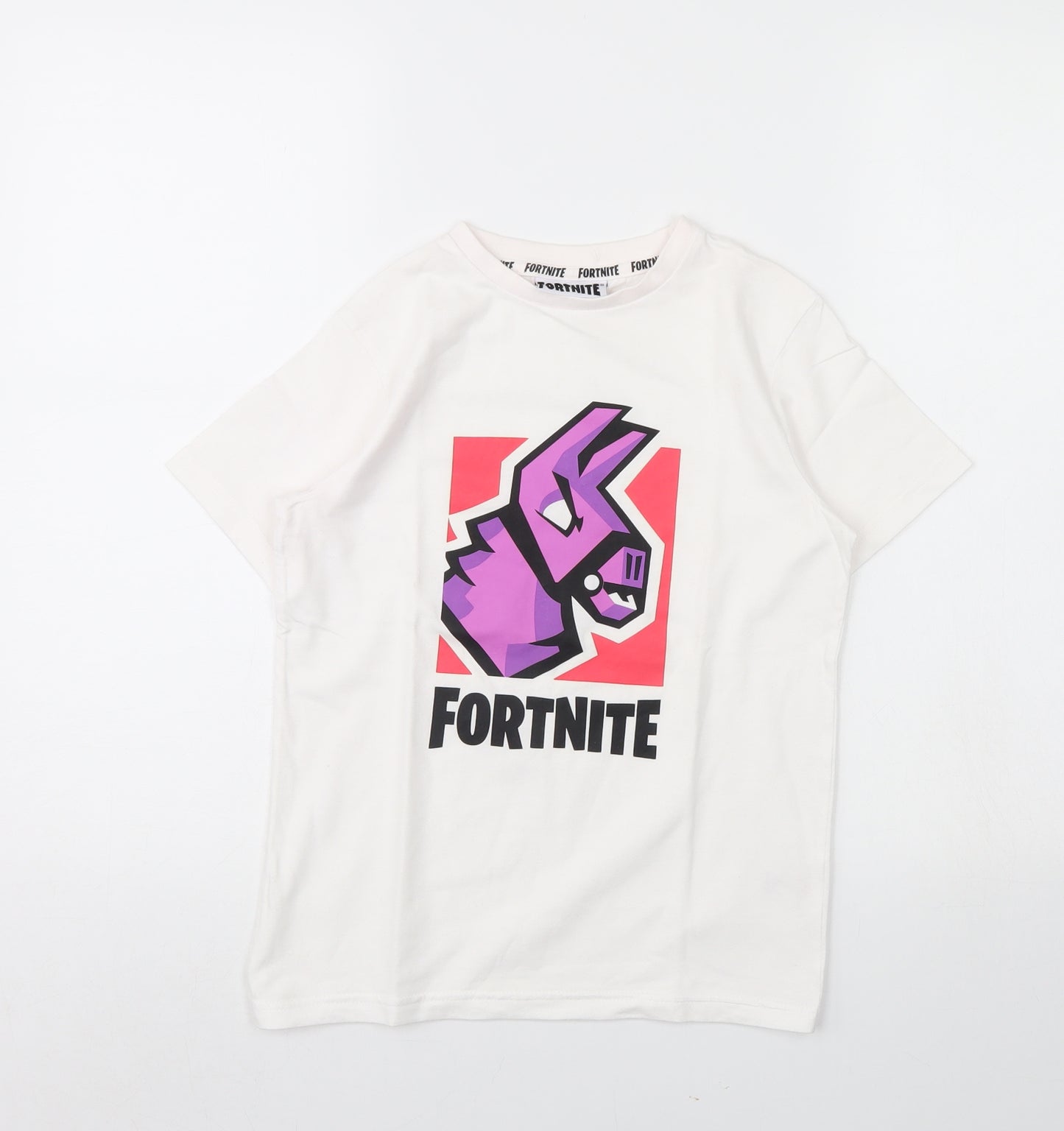 George Girls White   Basic T-Shirt Size 8 Years  - Fortnite
