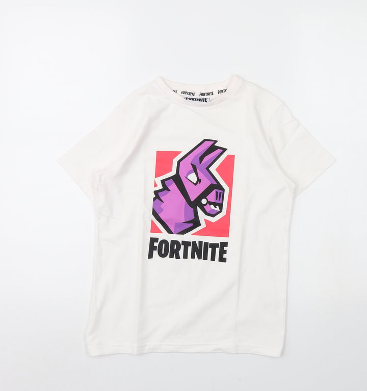 George Girls White   Basic T-Shirt Size 8 Years  - Fortnite