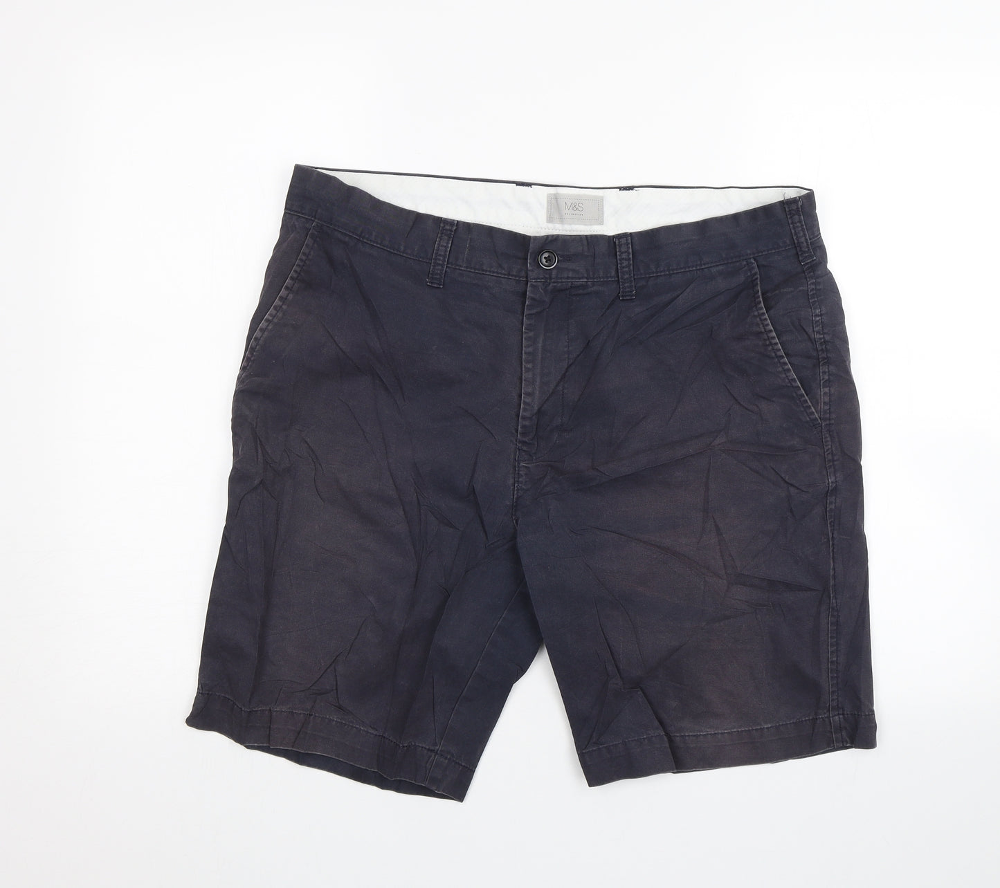 M&S Mens Blue   Chino Shorts Size 36 in