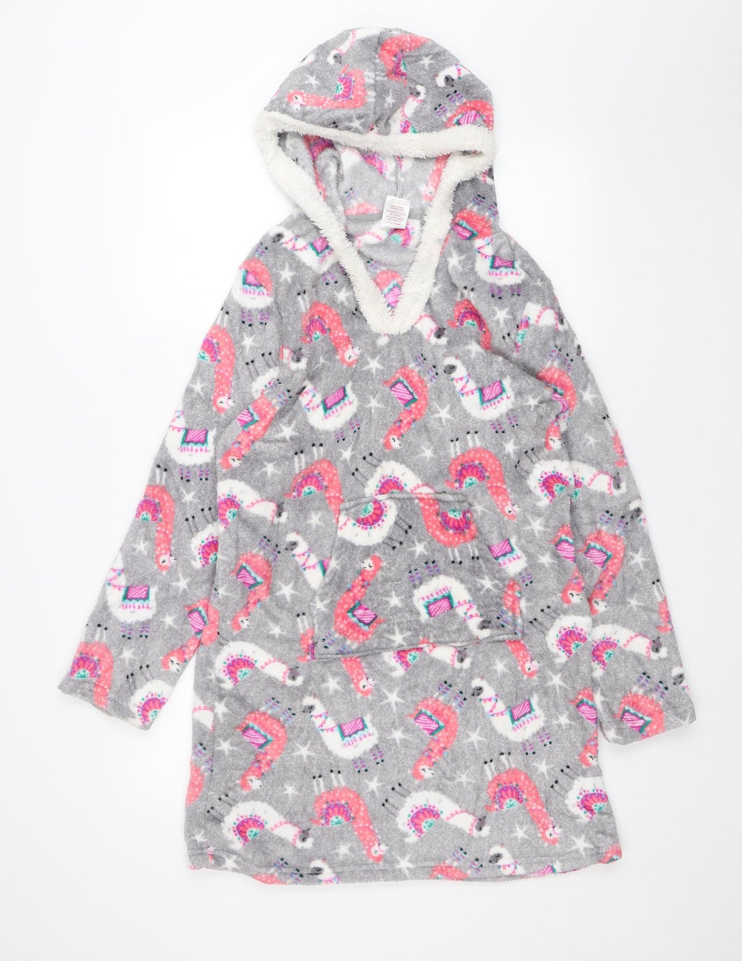 Peacocks Womens Grey Solid  Top Nightshirt Size 10  - LLama