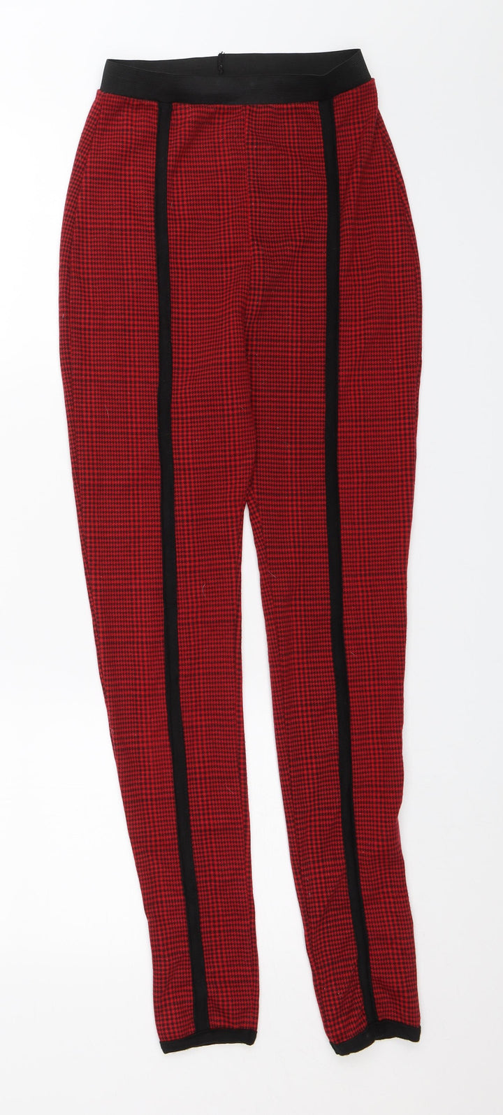 PRETTYLITTLETHING Womens Red Check  Jegging Trousers Size 6 L27 in